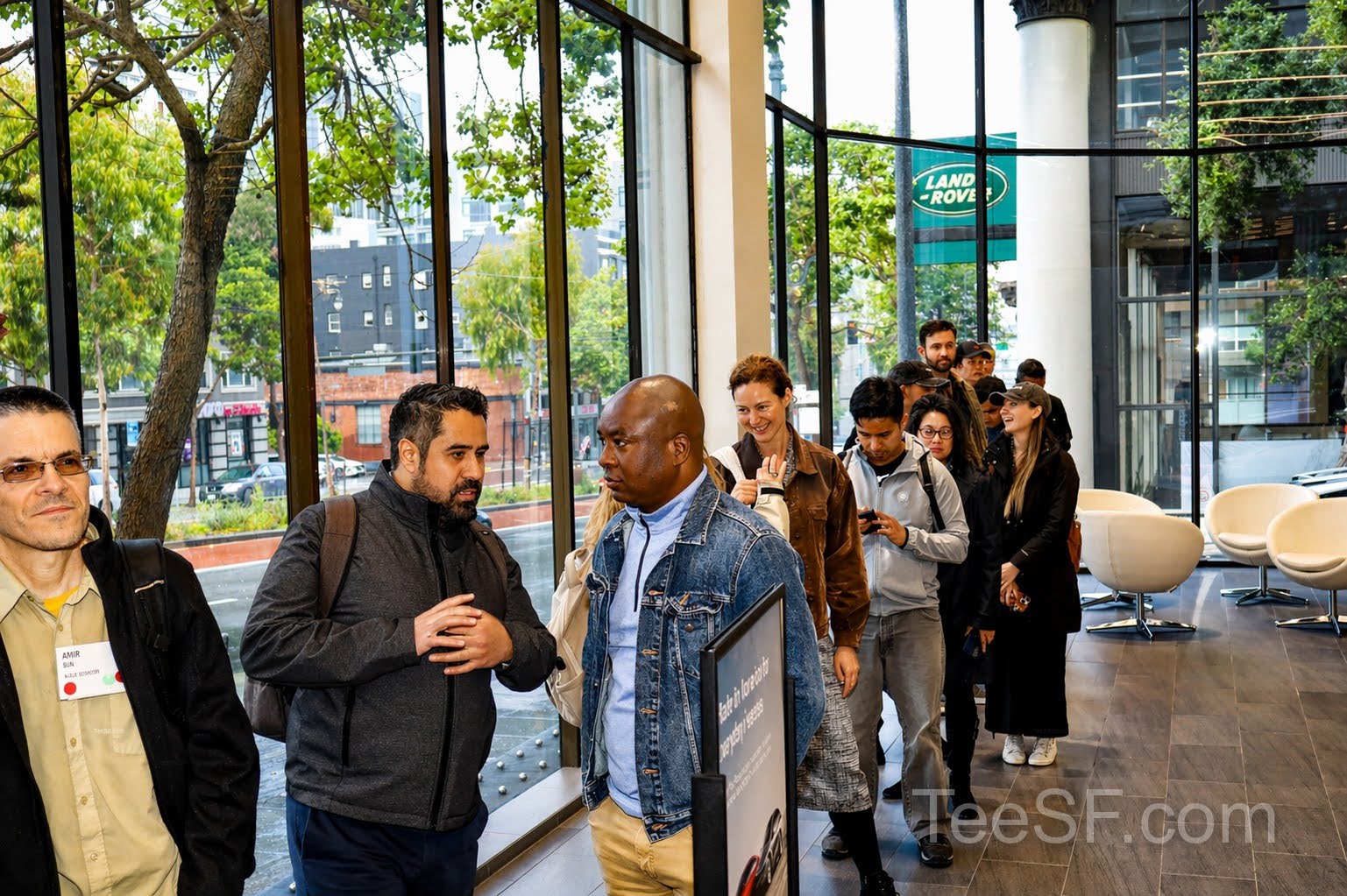 A photo from a pitch night event at Tesla in San Francisco.